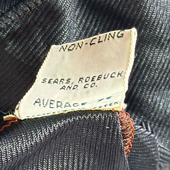 Vintage 1960s Sears Doesnt Slip Rare Black With Orange Contrast Stitching 38/L - Picture 8 of 8
